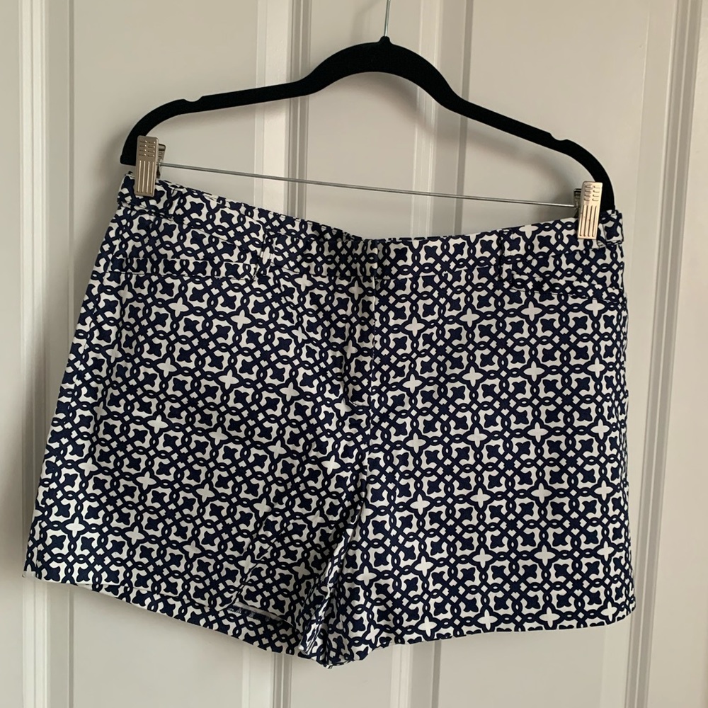 Navy and White Patterned Shorts NWT Size 12